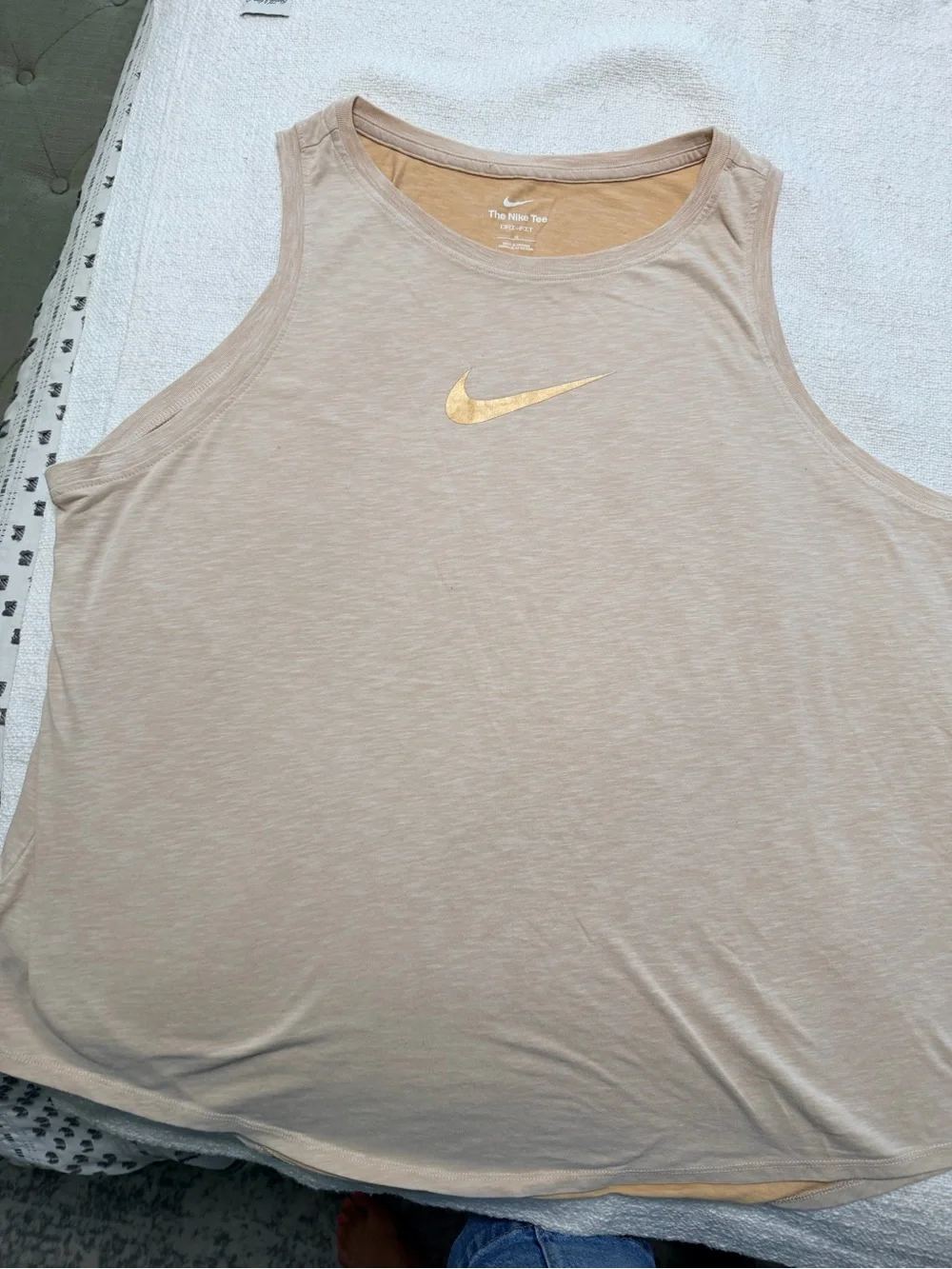 Nike Men’s Beige Tank Top with Gold Swoosh